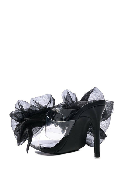 Stiletto Pointed Mule with Bow & Crystals