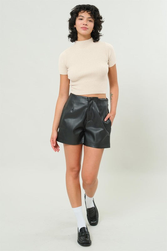 faux leather high waist shorts