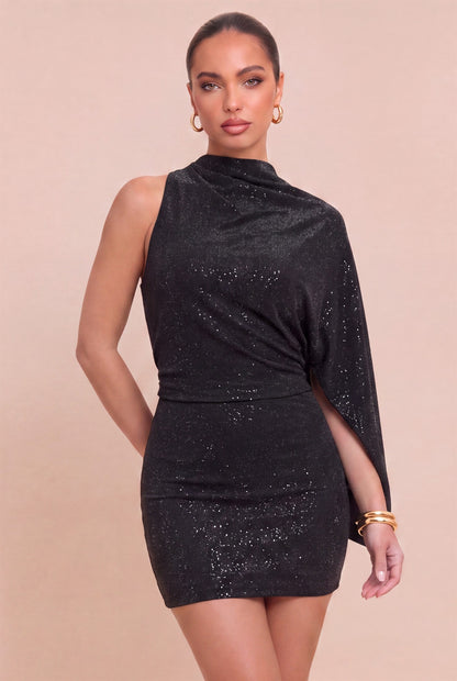 Studded Mini Drape Dress