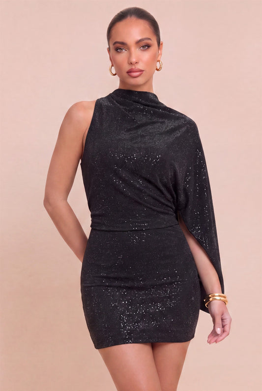 Studded Mini Drape Dress