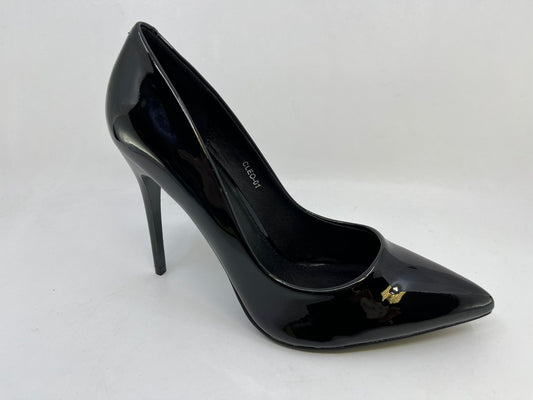 patent leather stiletto heel pump