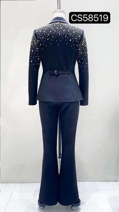 2pc set- rhinestone studded blazer & pants