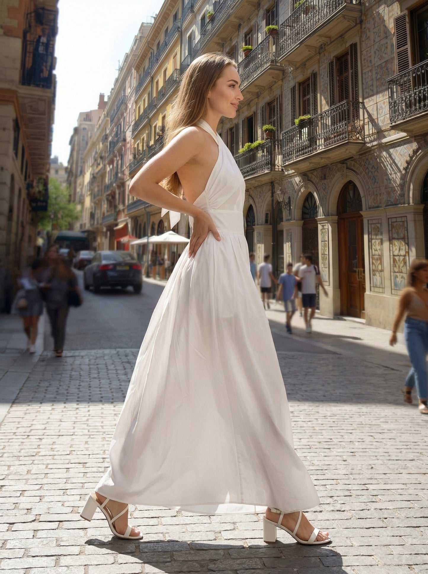 Cross Halter Cut-out Midi Dress