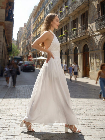 Cross Halter Cut-out Midi Dress