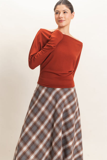 Wide Boat Neck Dolman Sleeve Top