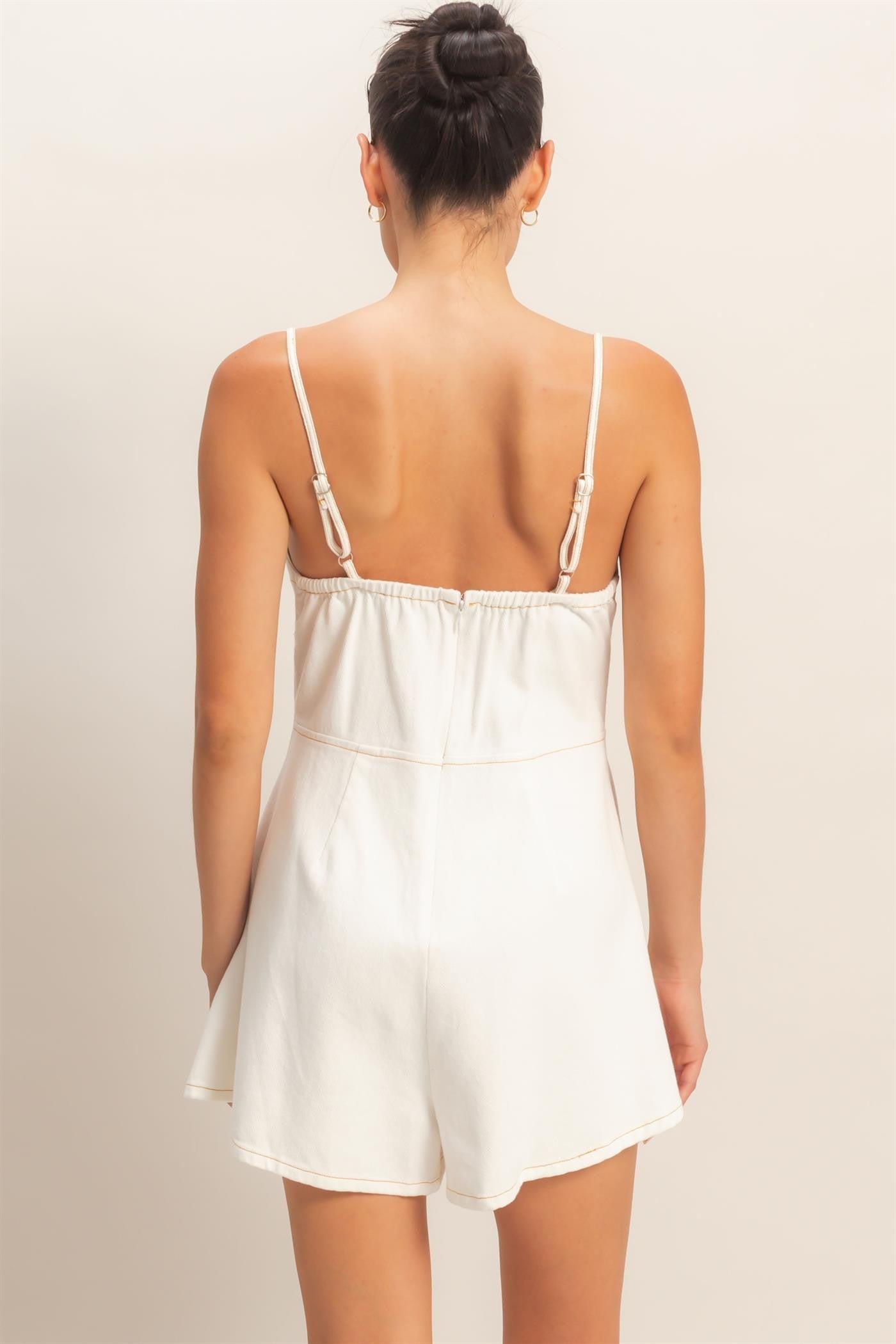 Tie Front Denim Romper