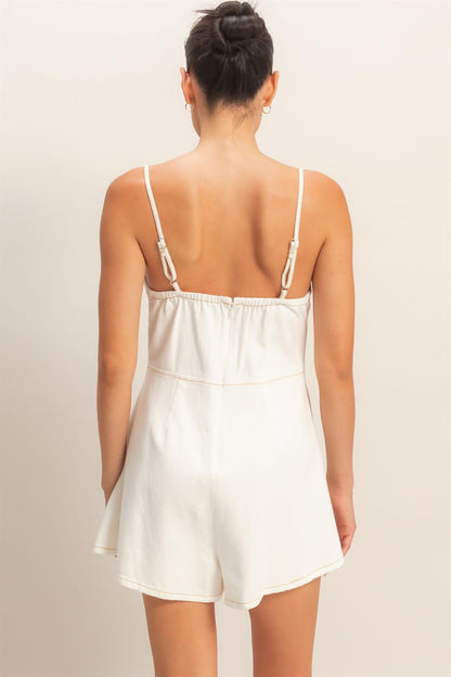 Tie Front Denim Romper
