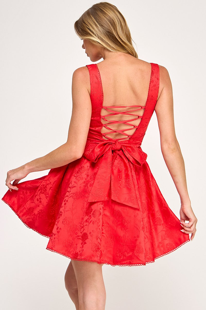 Jacquard Fit And Flare Mini Dress