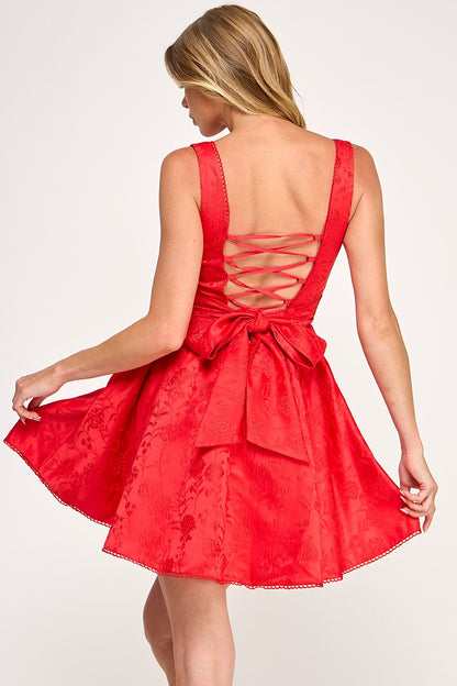 Jacquard Fit And Flare Mini Dress