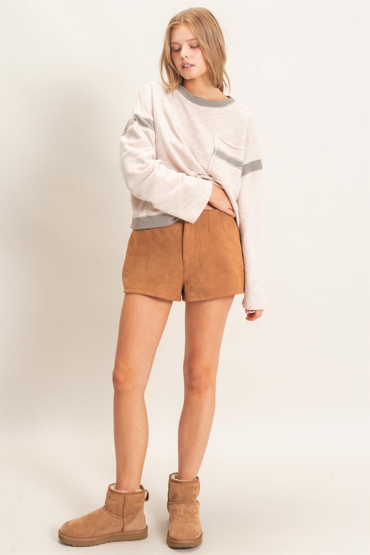 High Waist Suede Shorts