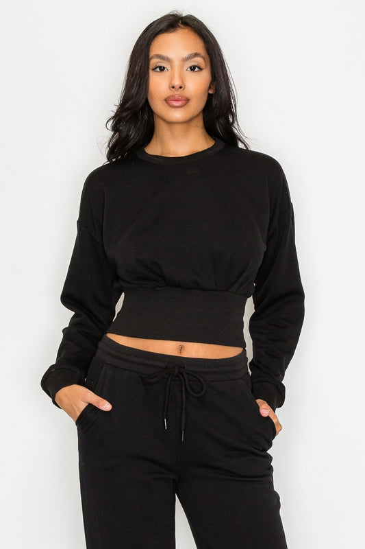 crop fleeced sweatshirt