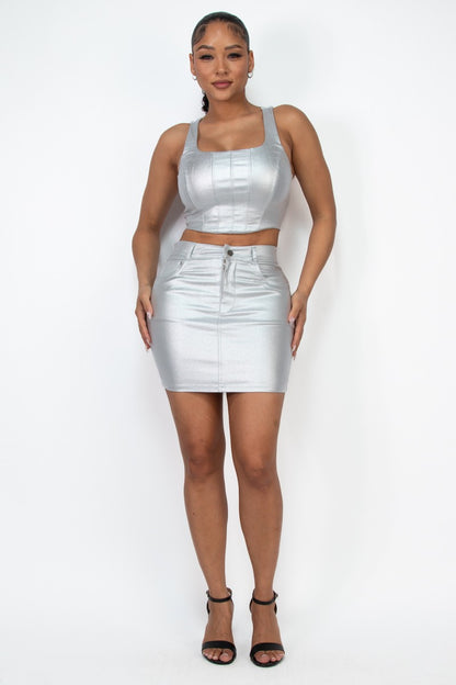 Faux Leather Zip-Fly Pocket Mini Skirt