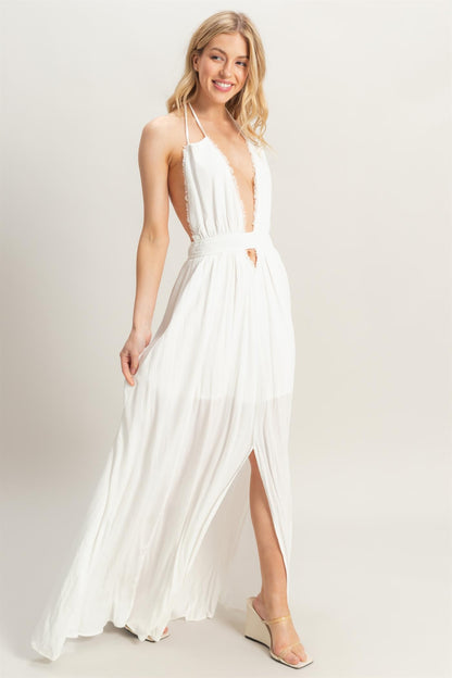 Halter Neck Open Back Flowy Maxi Dress RK Collections Boutique Halter Neck Open Back Flowy Maxi Dress RK Collections Boutique