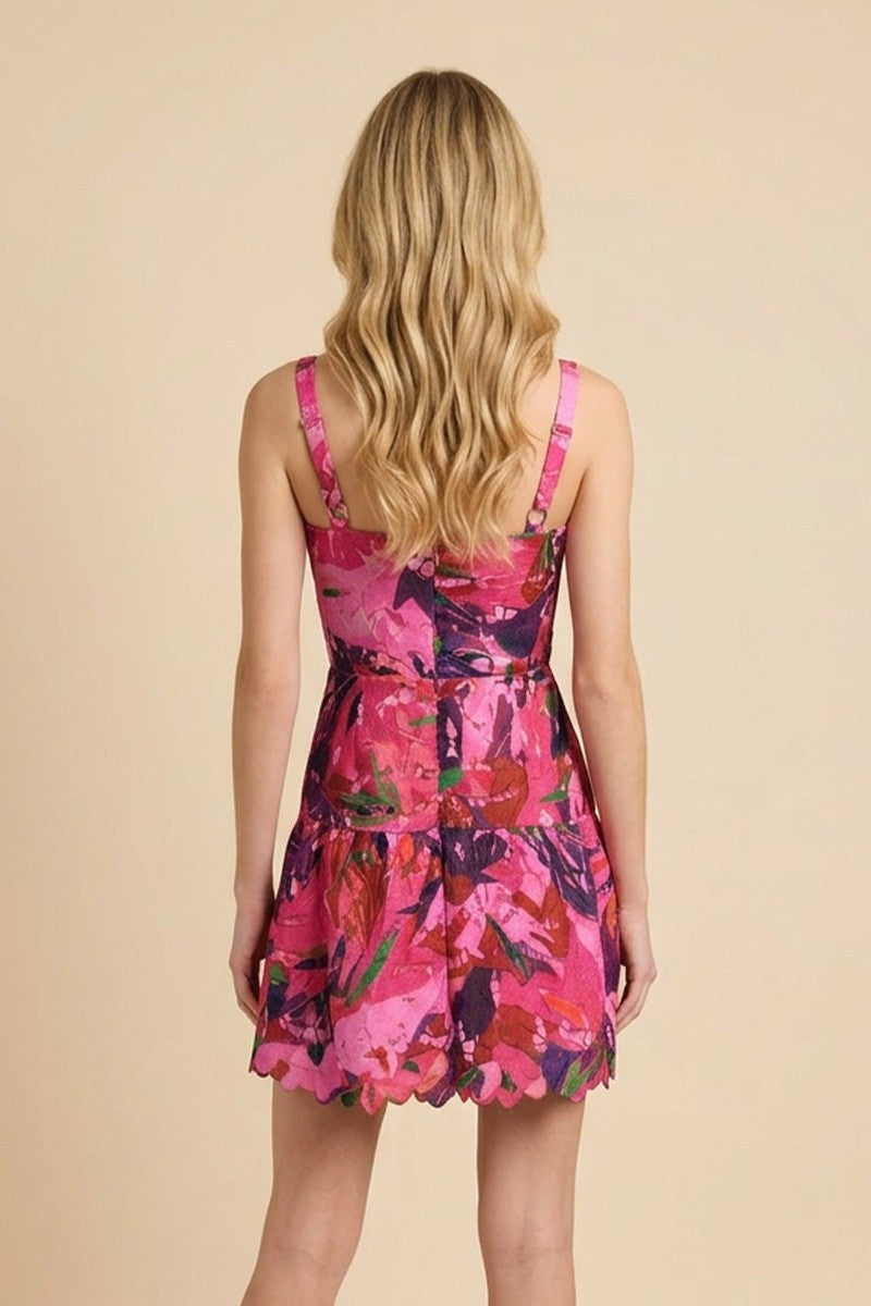 Printed Lace Square Neck Fit & Flare Mini Dress Printed Multicolor / Large Printed Lace Square Neck Fit & Flare Mini Dress Printed Multicolor / Large