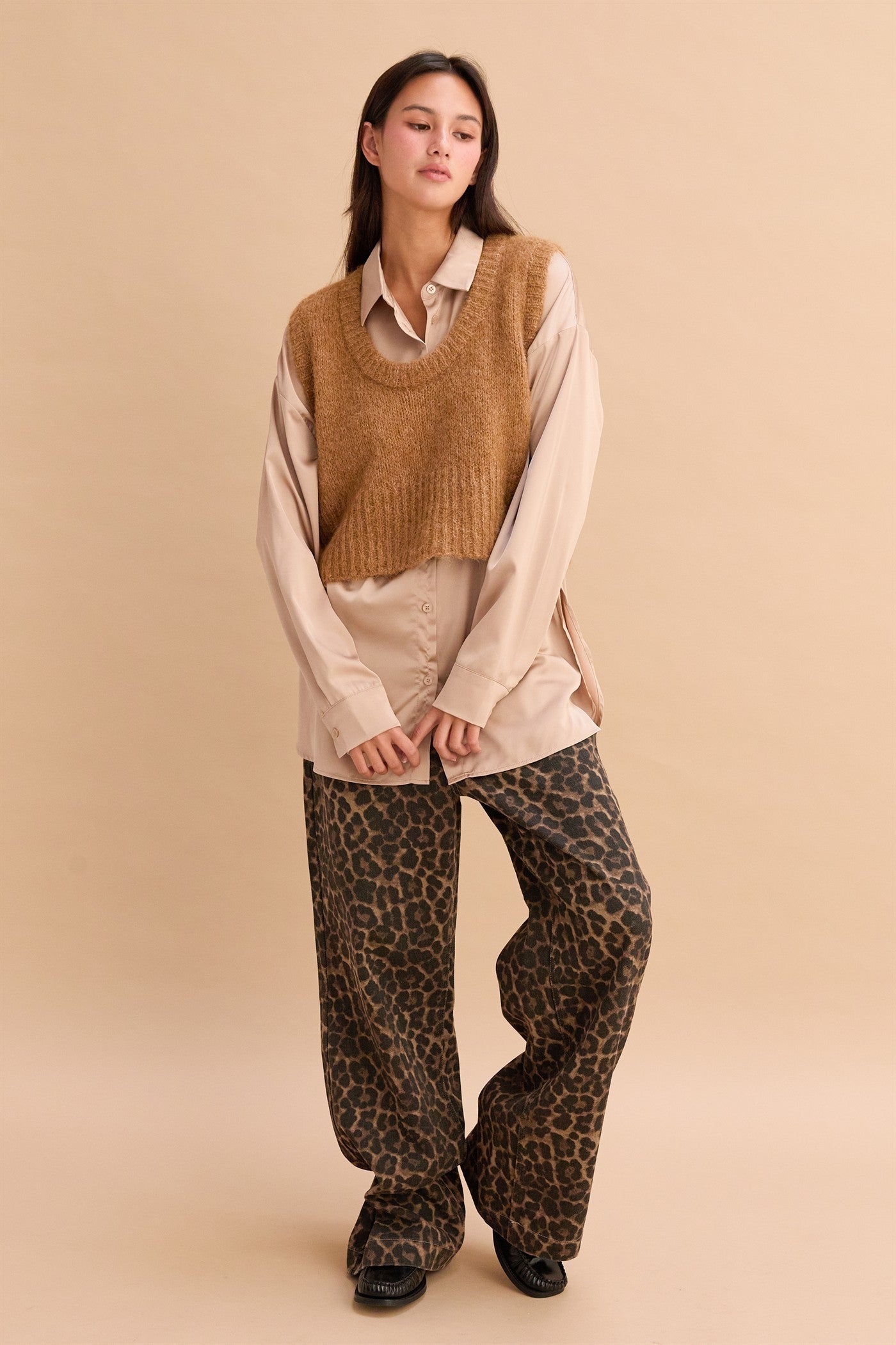 Long Sleeve Oversized Satin Shirt