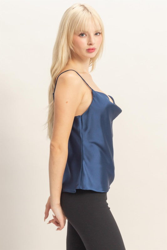 Cowl Neck Satin Cami Top