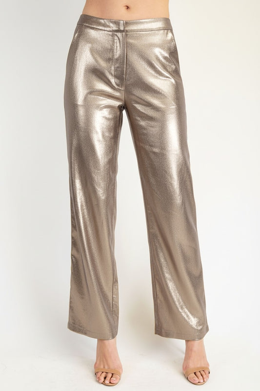 metallic foiled crepe pants