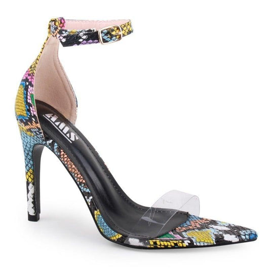 snakeskin print ankle strap stiletto - RK Collections Boutique