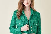 gold button cropped tweed blazer - RK Collections Boutique