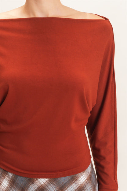 Wide Boat Neck Dolman Sleeve Top