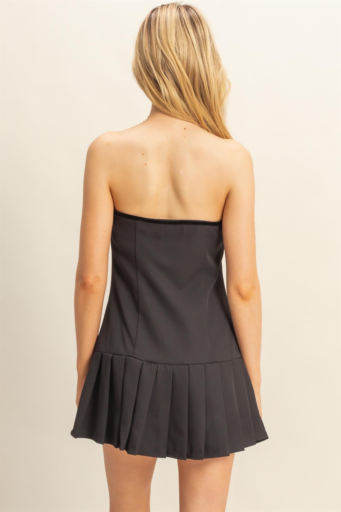 Cute Bow Detail Strapless Mini Dress