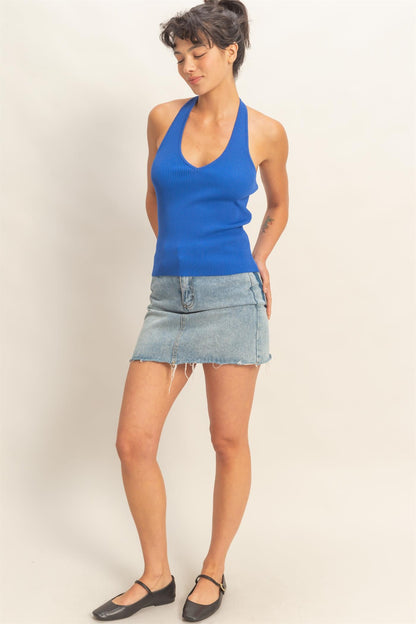 Ribbed Halter Neck Top