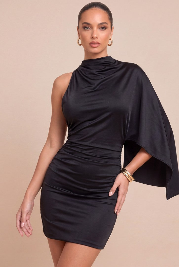 Jersey Drape One Shoulder Mini Dress