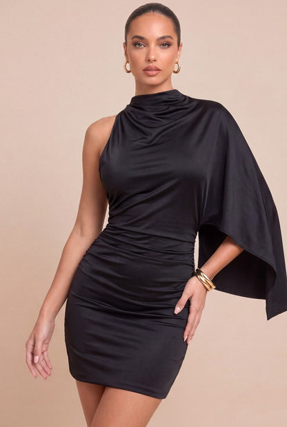 Jersey Drape One Shoulder Mini Dress