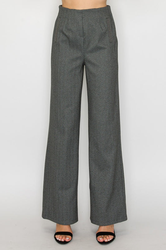 herringbone high waist wide leg pants