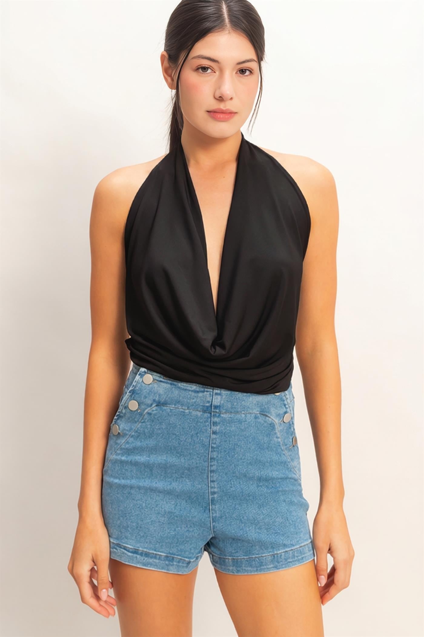 Draped Halter Neck Top