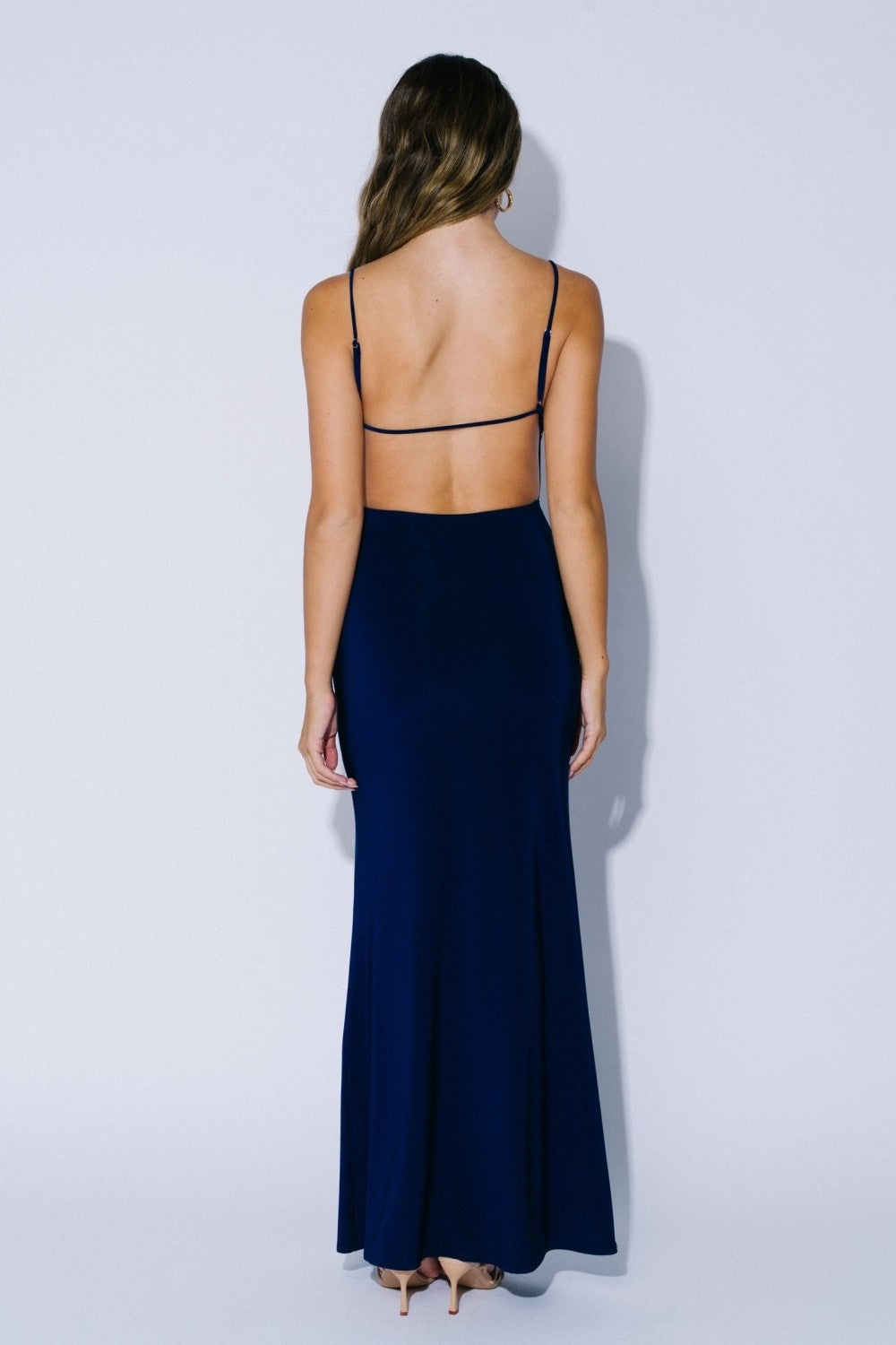 Keyhole Cowl Neck Open Back Sleeveless Maxi Dress