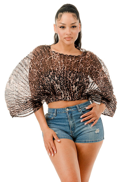 pleated voluminous top with tube bra