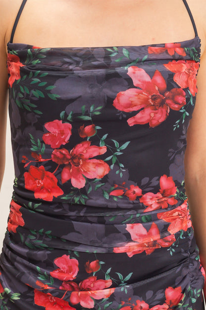 Floral Print Sleeveless Maxi Dress