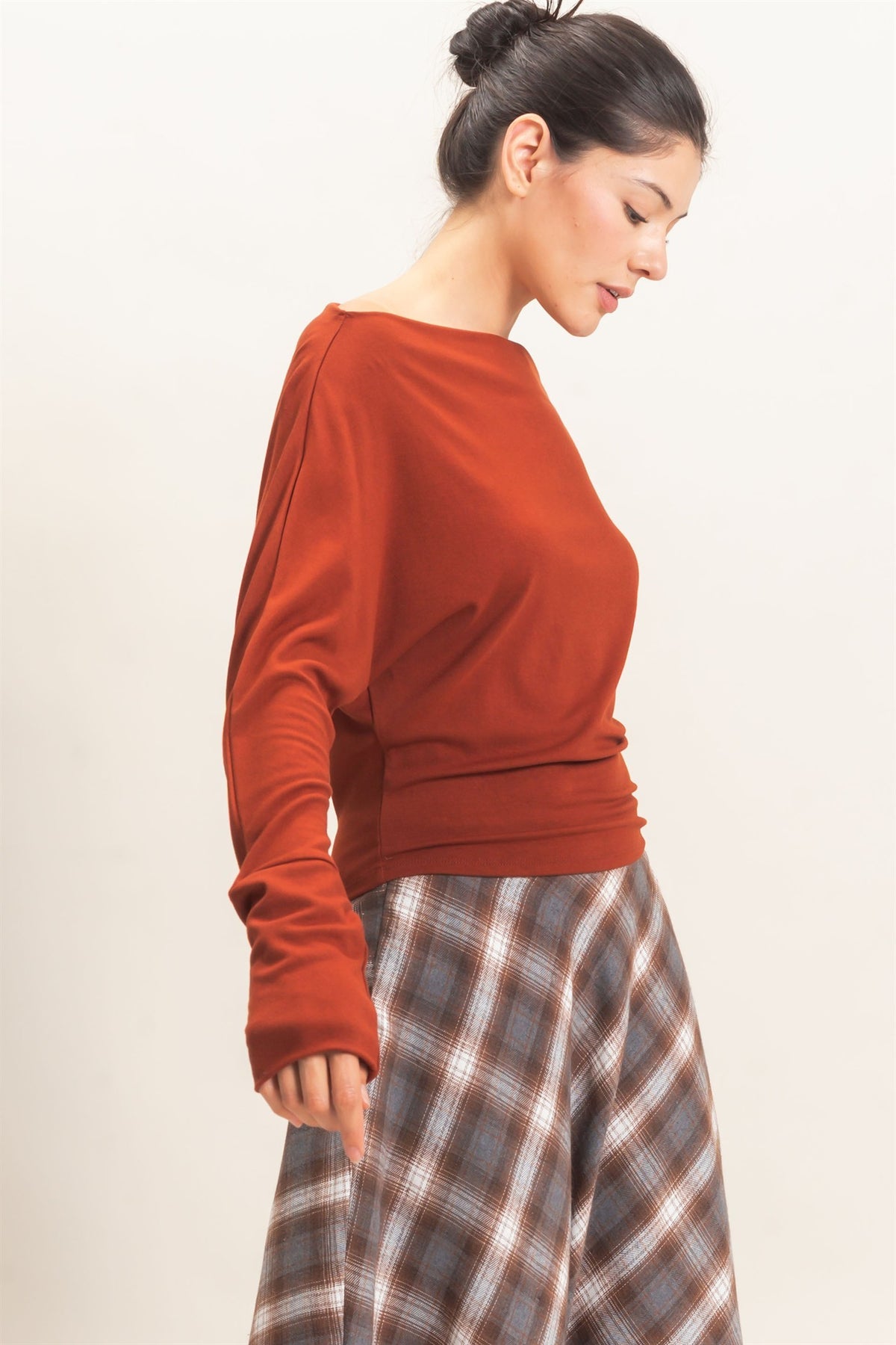 Wide Boat Neck Dolman Sleeve Top