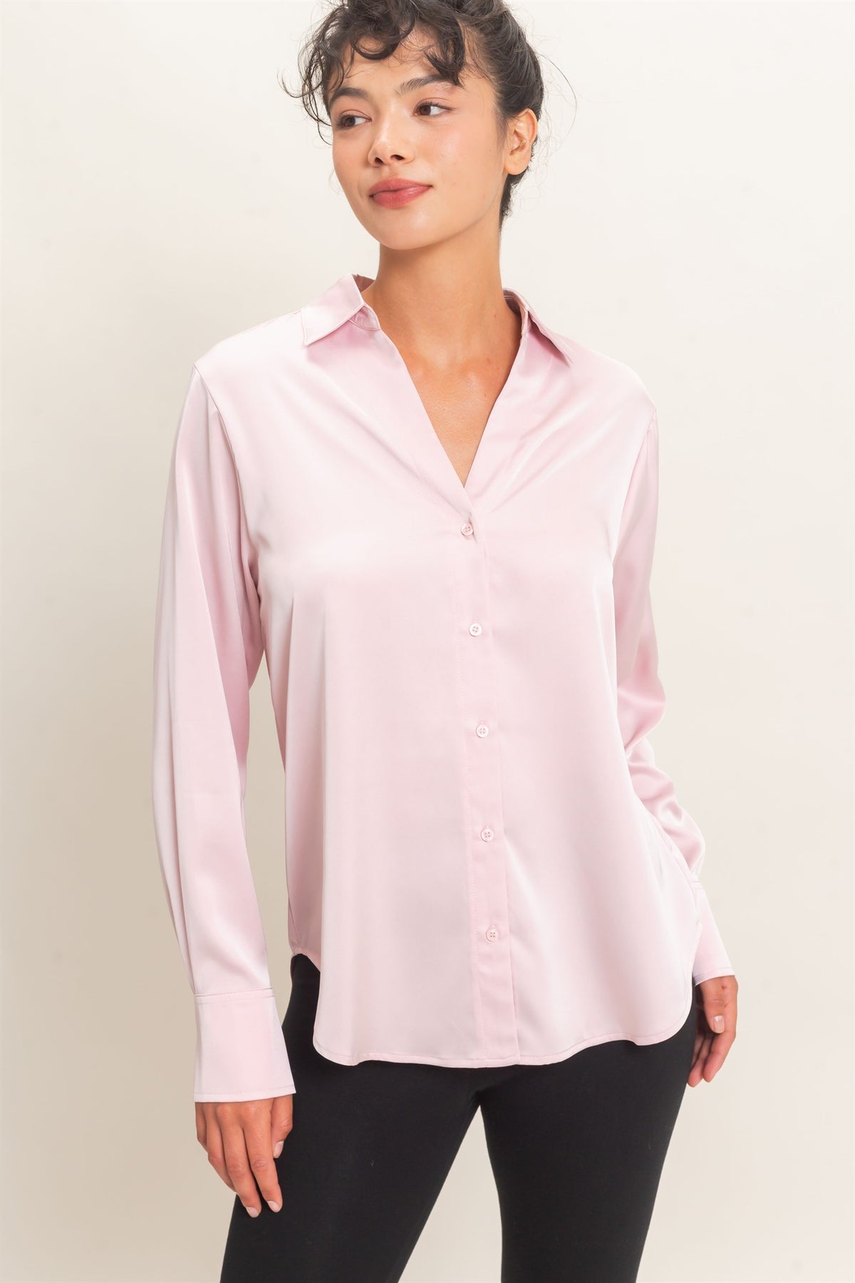 Satin Button Down Blouse