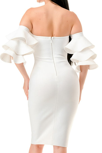 bandage strapless bustier dress with sleeves