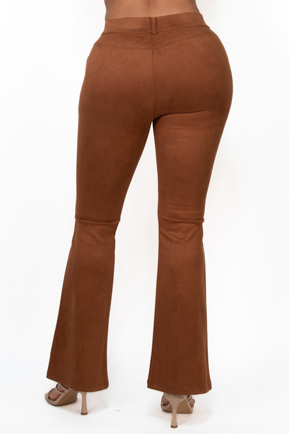 High-rise Wide Leg Soft Suede Pants