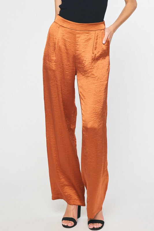 Satin high waist pants