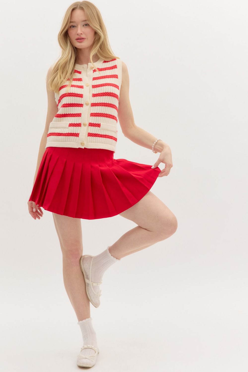 pleated high waist skirt