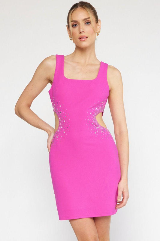 Jeweled cutout side sleeveless dress - RK Collections Boutique