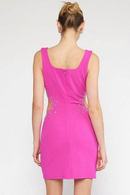 Jeweled cutout side sleeveless dress - RK Collections Boutique