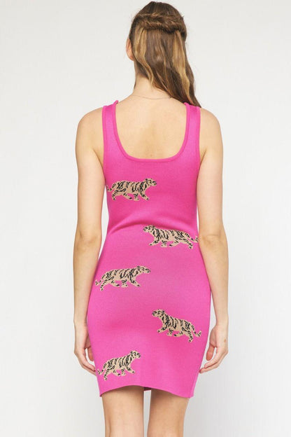 knit tiger print tank dress - RK Collections Boutique
