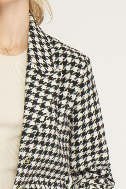 Houndstooth cropped blazer