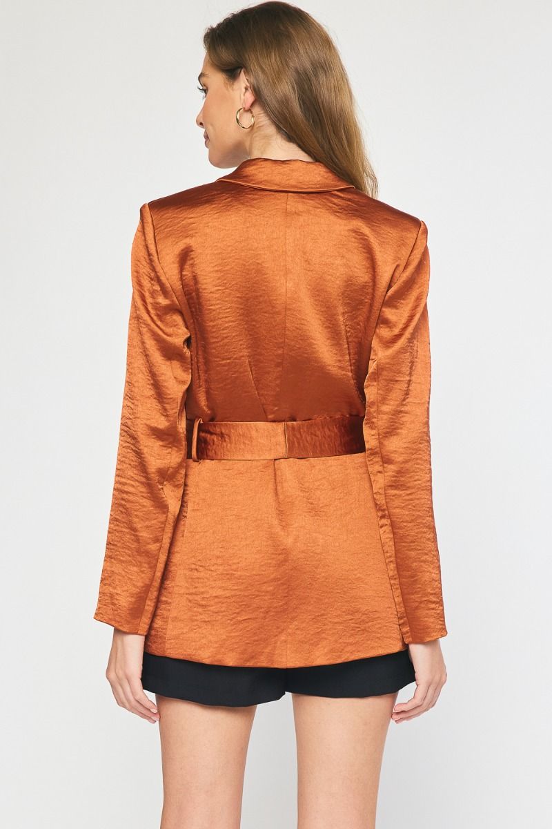 Belted Satin Blazer