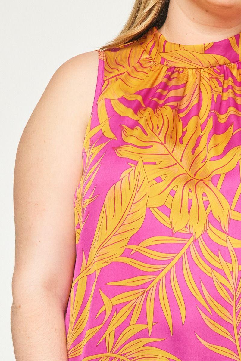 PLUS sleeveless tropical leaf top - RK Collections Boutique