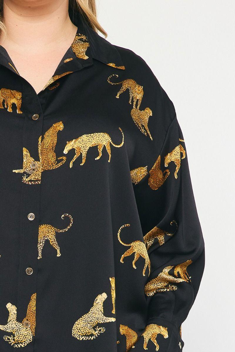 2pc set- tonal leopard print button down shirt & bralette – RK Collections  Boutique
