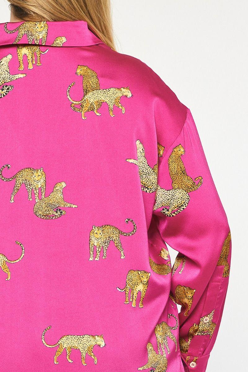 PLUS leopard satin button down shirt - alomfejto