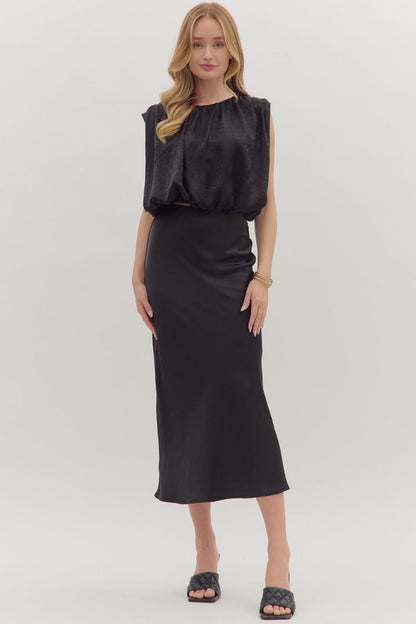 satin bubble hem sleeveless top