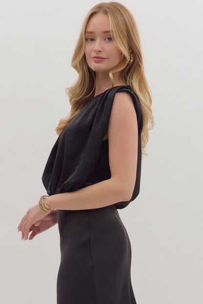 satin bubble hem sleeveless top