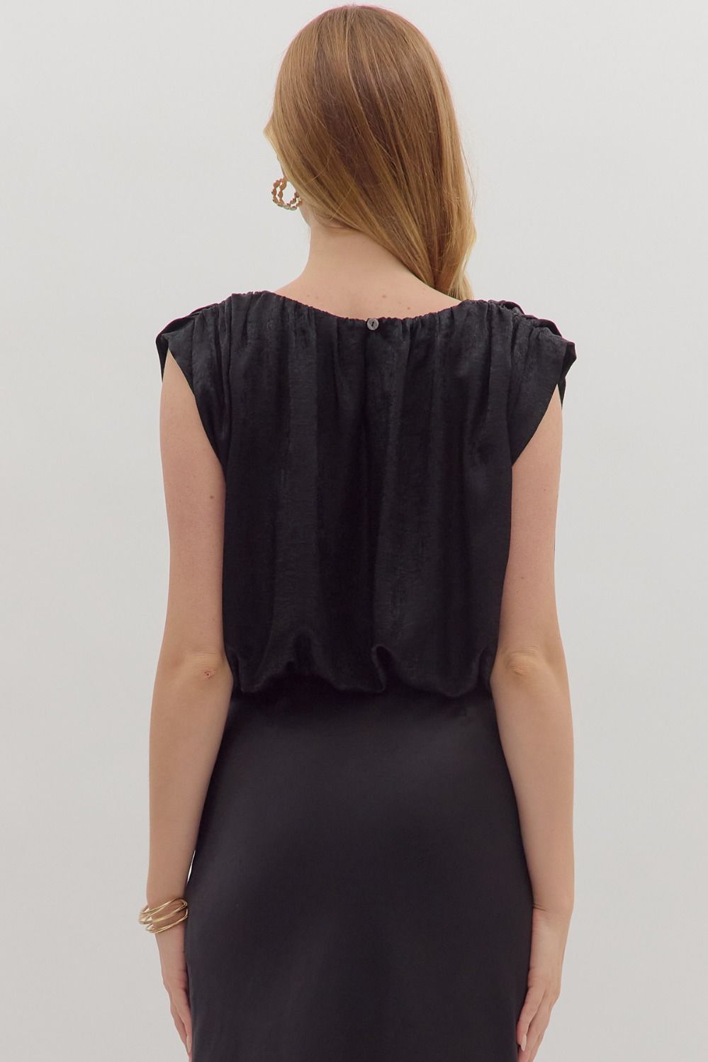 satin bubble hem sleeveless top